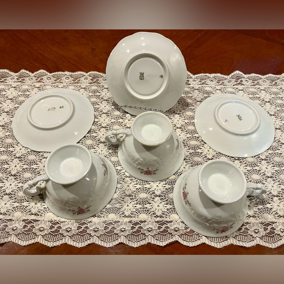 3 Sets of Wawel Pink Tea Rose Tea Cups and Saucers Made in Poland - Picture 9 of 12